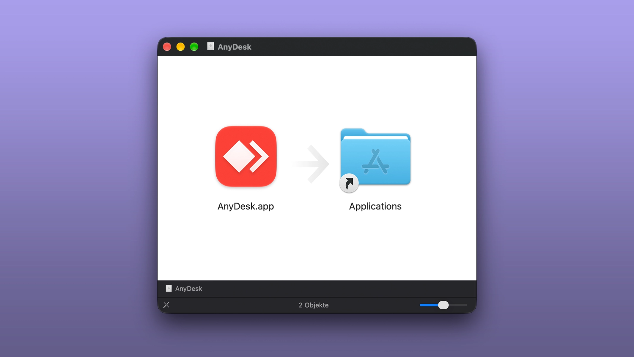 AnyDesk-Symbol wird auf dem Mac in den Ordner Programme gezogen